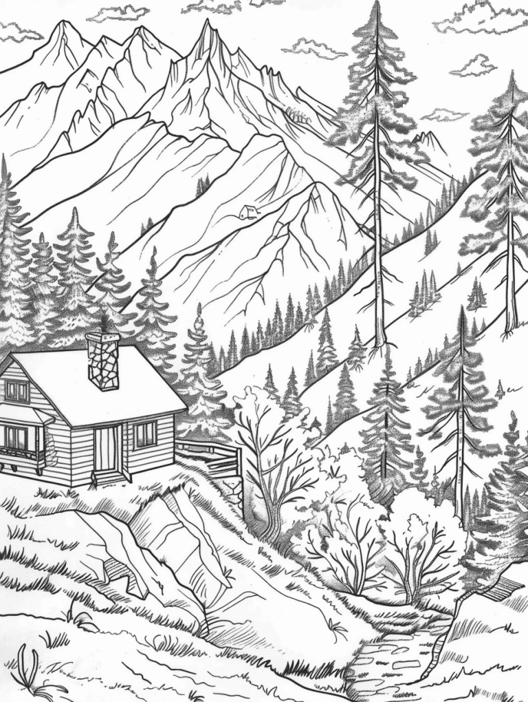 Mountain With Small Cabin
