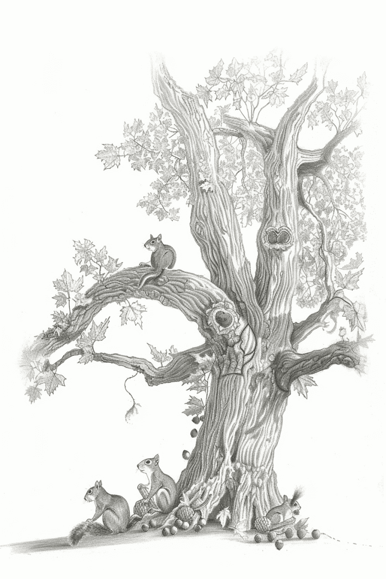Oak Tree With Sprawling Branches