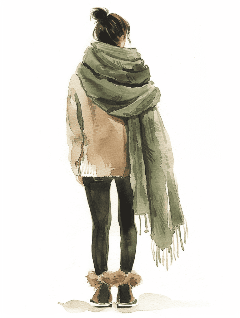 Oversized Scarf Over A Sweater