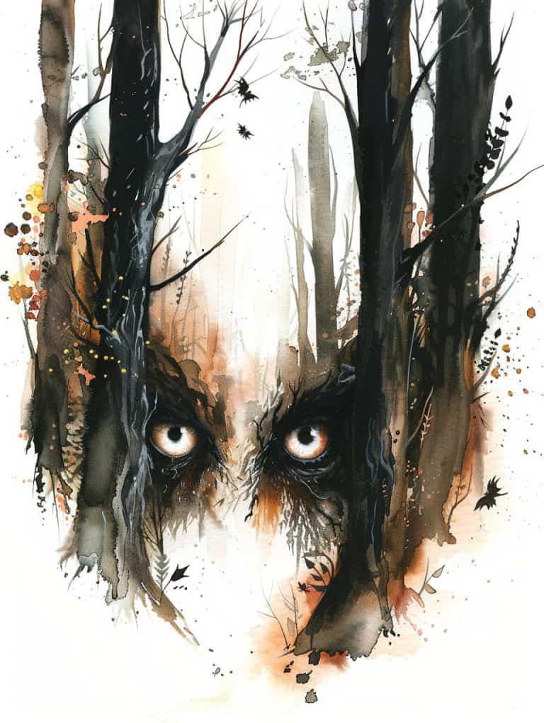 Spooky Eyes Lingering In Forest