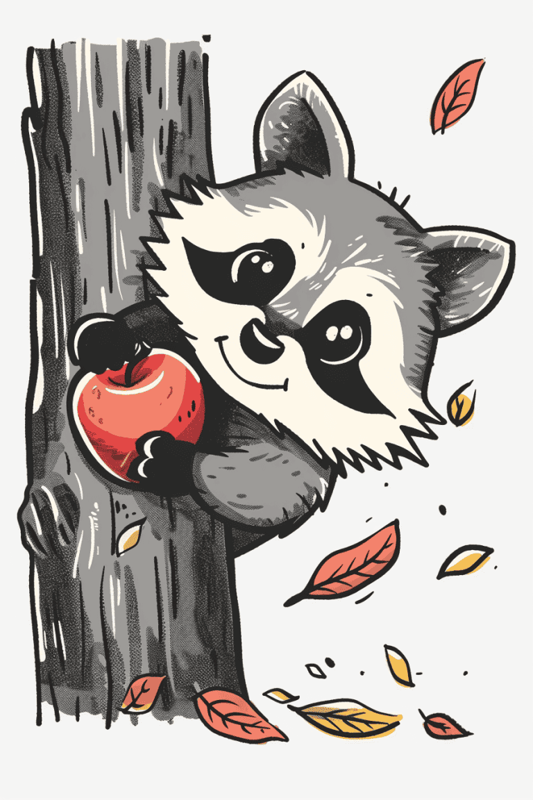 Raccoon Peeking Out From A Tree Trunk