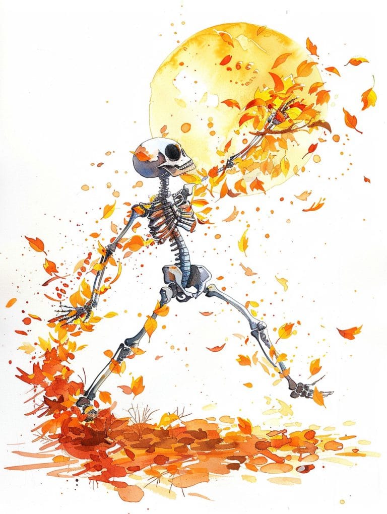 Playful Skeleton Under The Moonlight