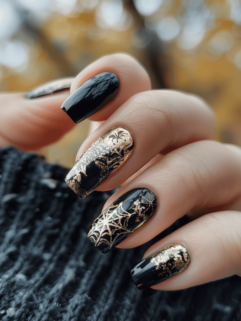 Spider Webs In Metallic Gold