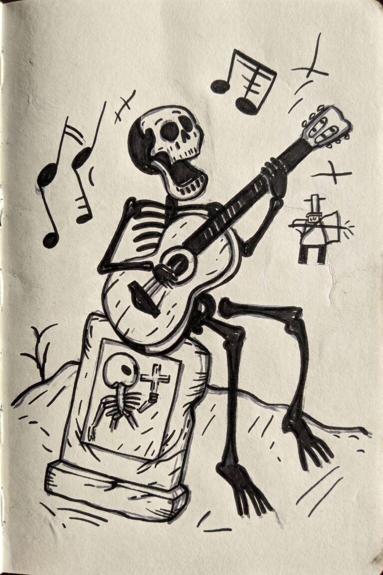 Skeleton Playing Guitar