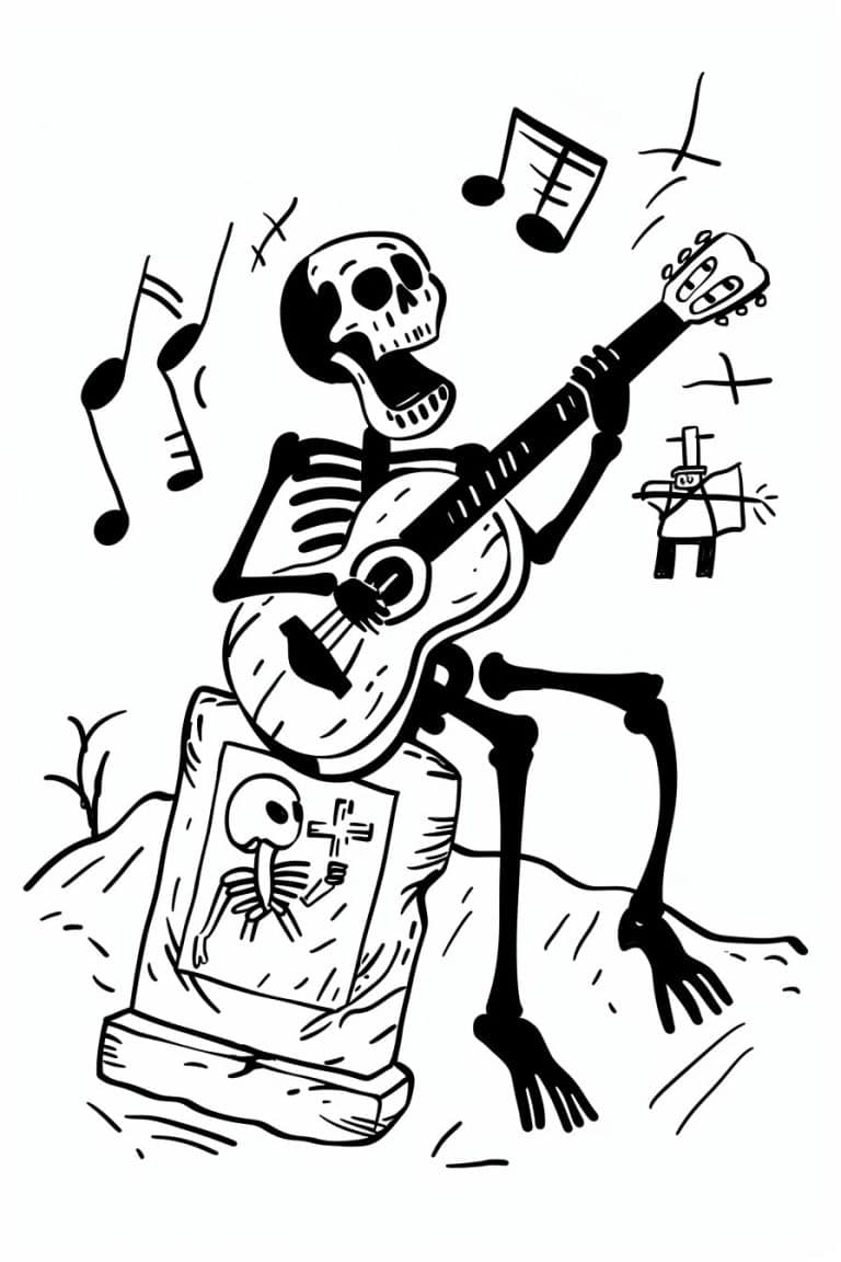 Skeleton Playing Guitar