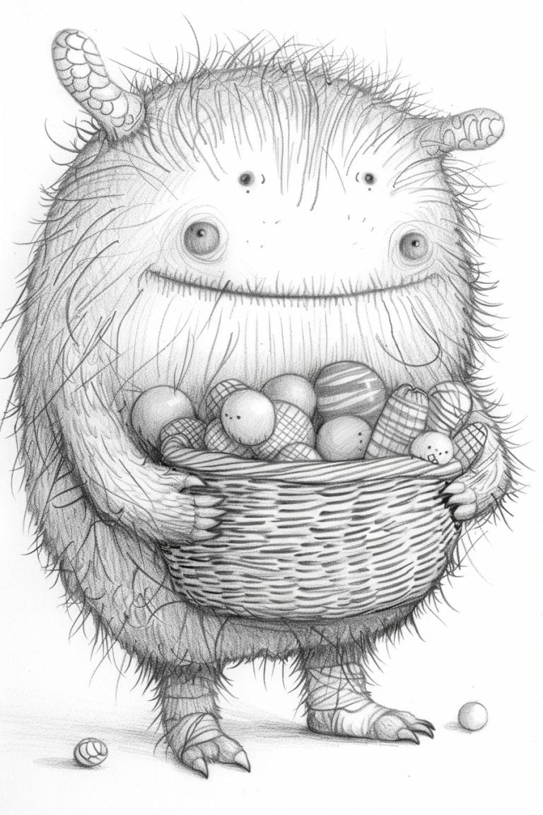 Squishy Monster Holding A Basket Of Candies