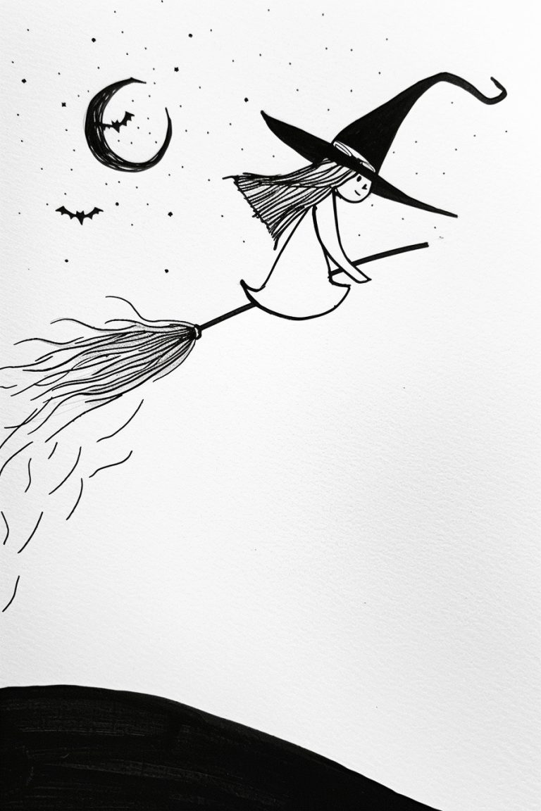 Witch Flying On Broomstick