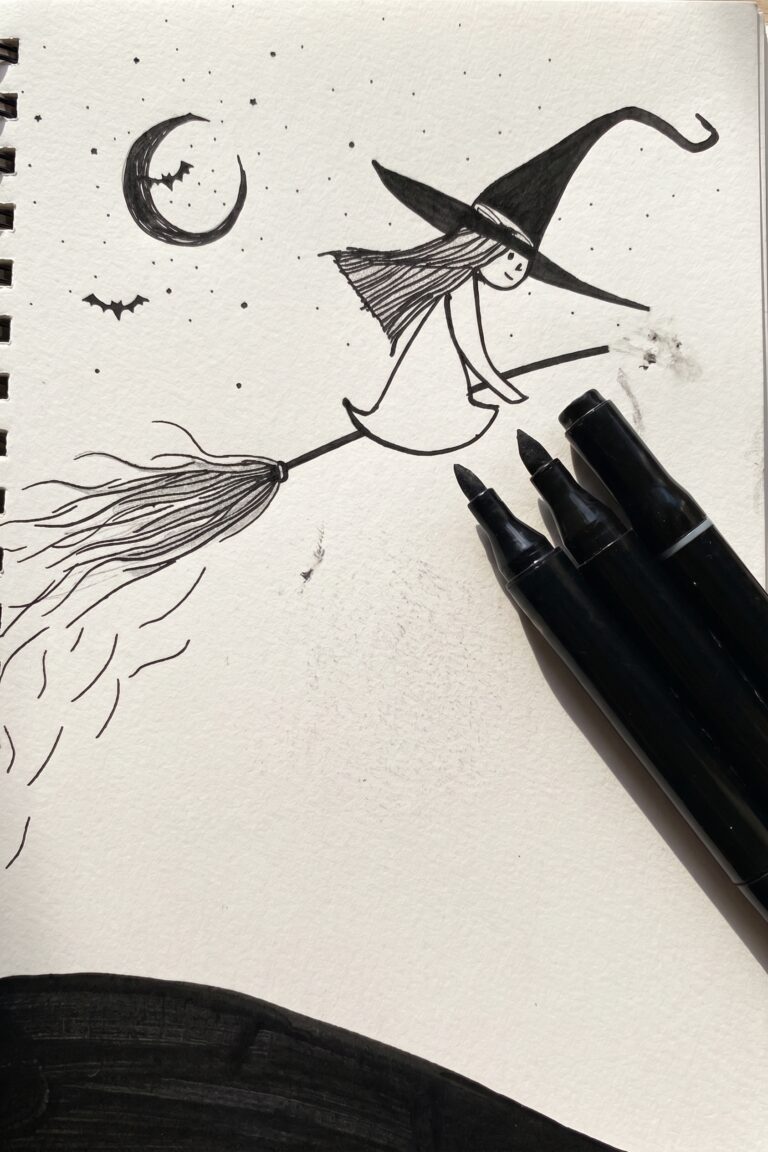 Witch Flying On Broomstick