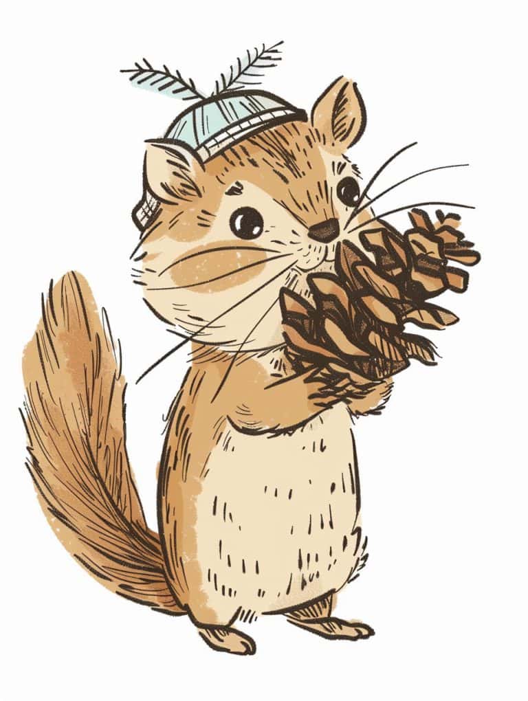 Chipmunk Holding Pinecone