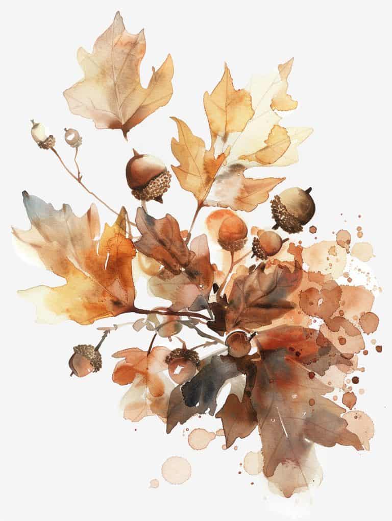 Cluster Of Acorns And Oak Leaves