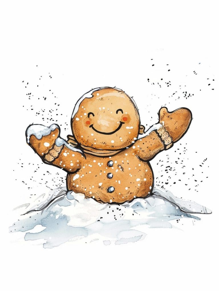 Ginger Cookie Playing In Snow