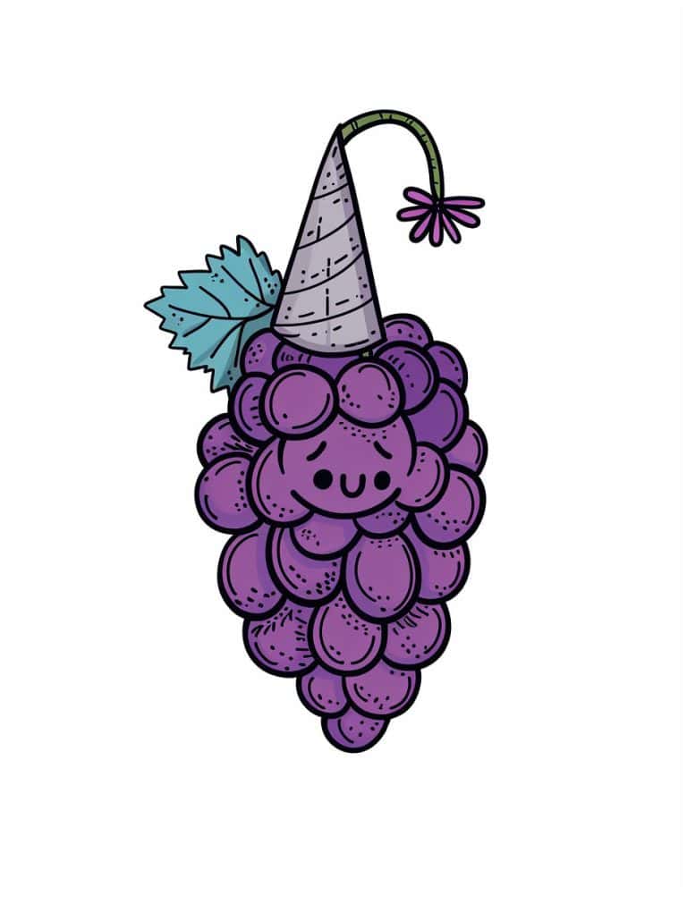 Grape Wearing Party Hat