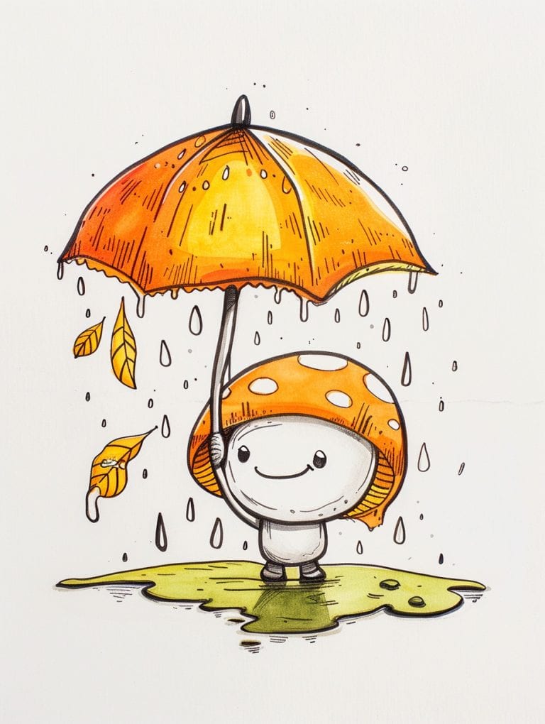 Mushroom Holding Umbrella