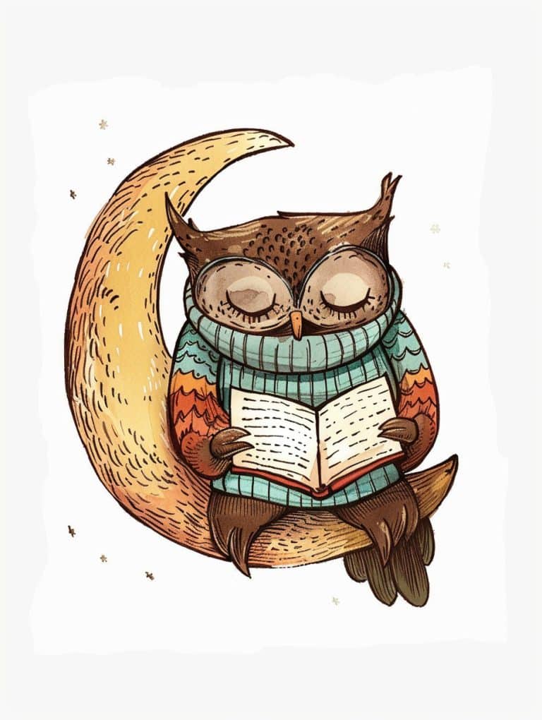 Owl Perched On Crescent Moon