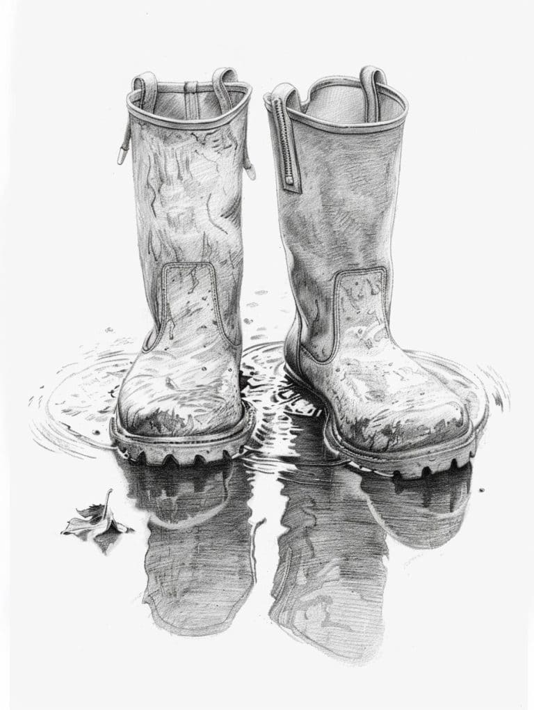 Rain Boots With Puddle Reflections