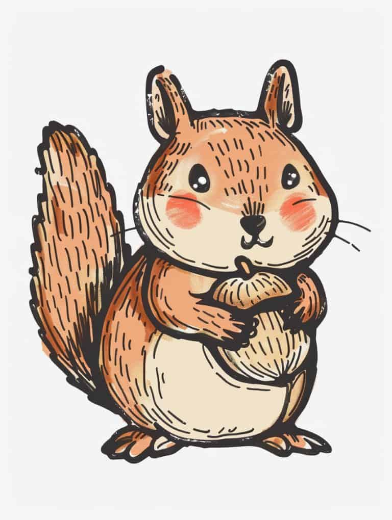 Plump Squirrel With Acorn