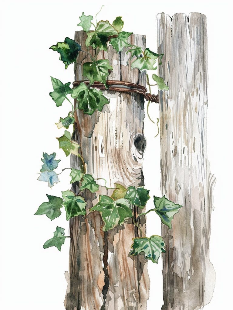 Weathered Post With Ivy