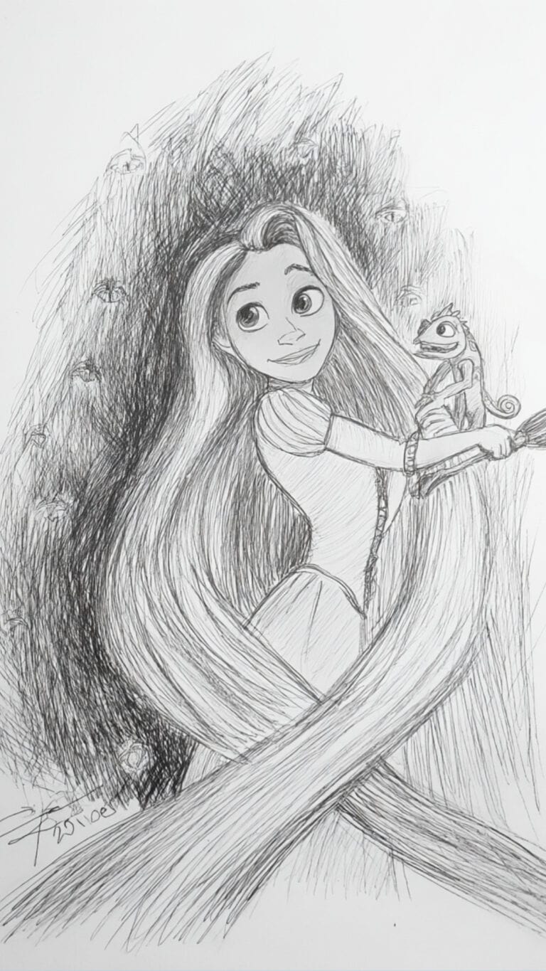 Rapunzel Combing Her Hair