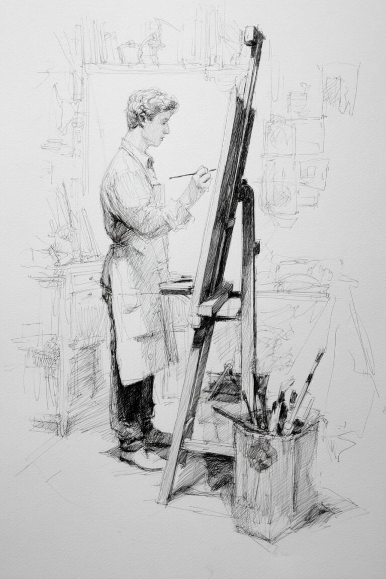 Artist at a easel