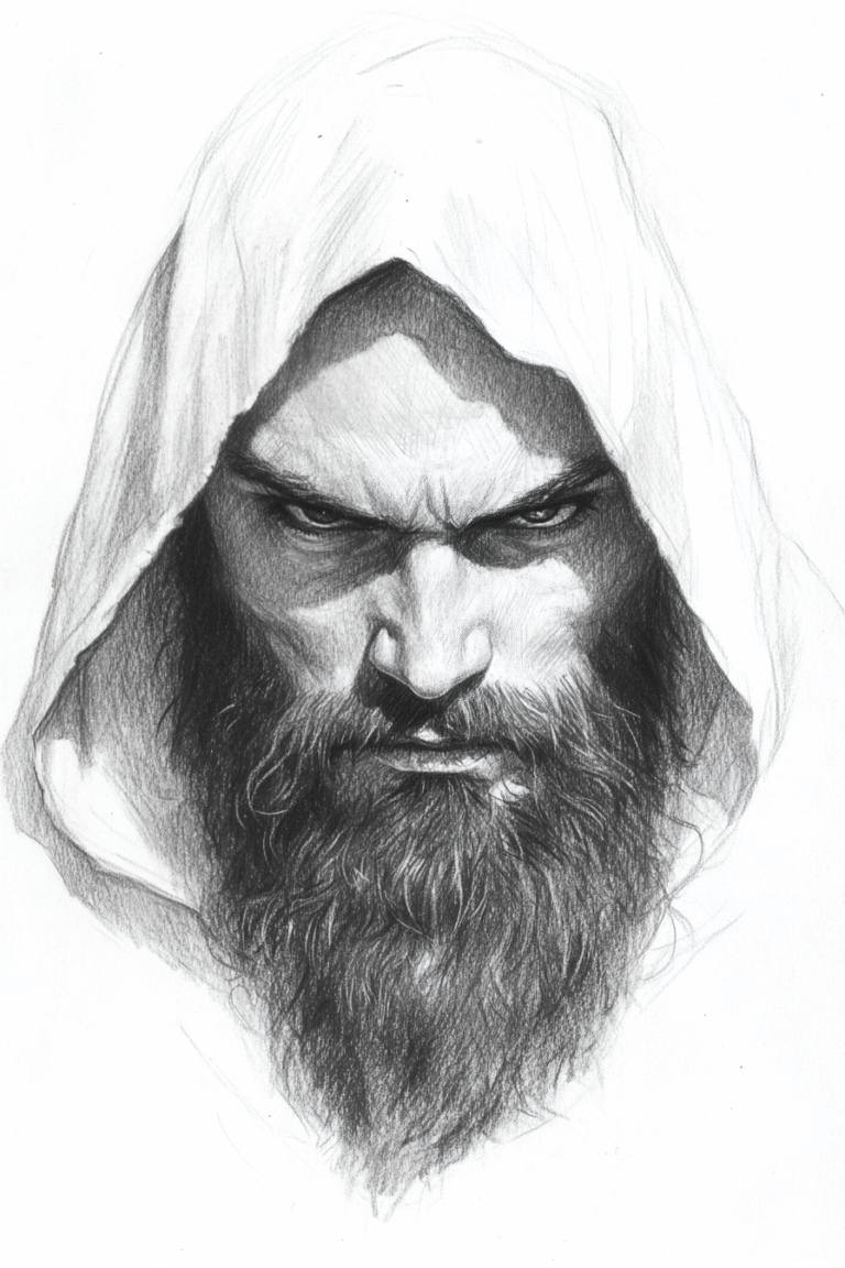 Bearded man with hood