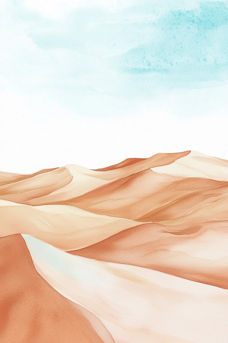 Desert Dunes and Pale Blue Sky