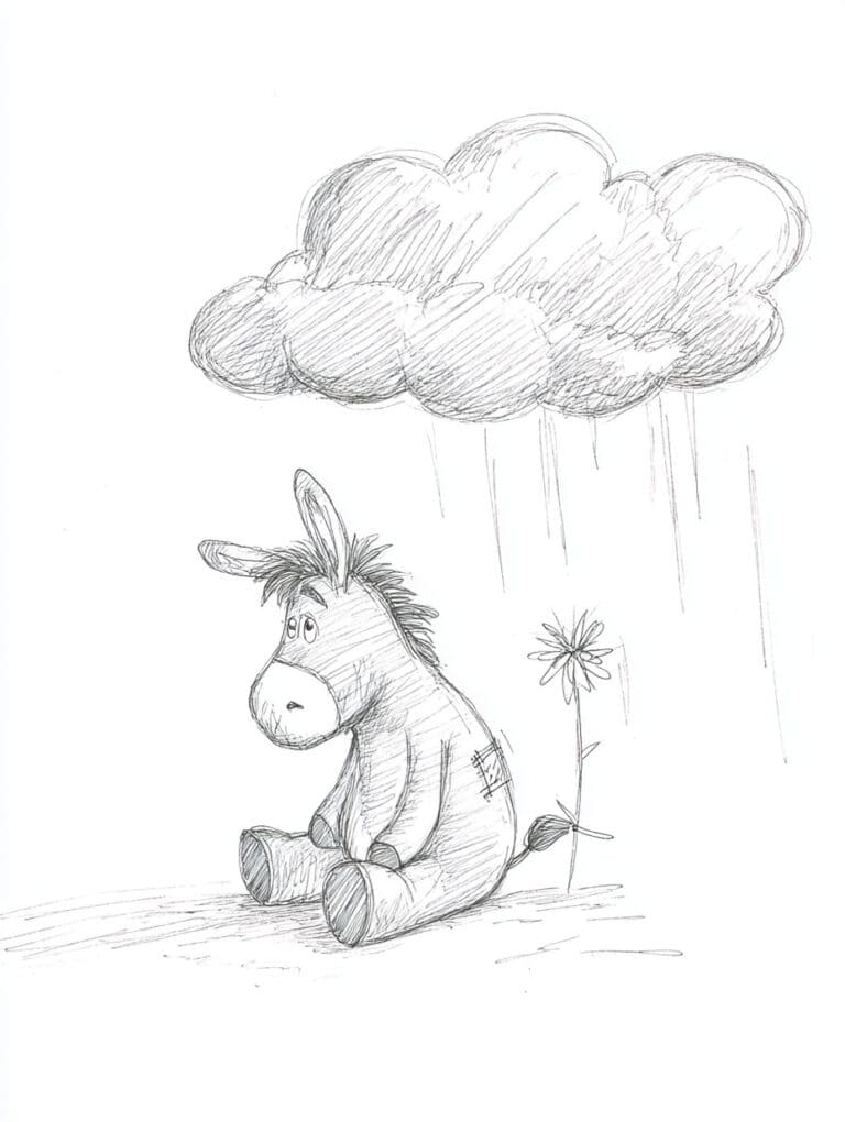 Eeyore Sitting Under A Rain Cloud