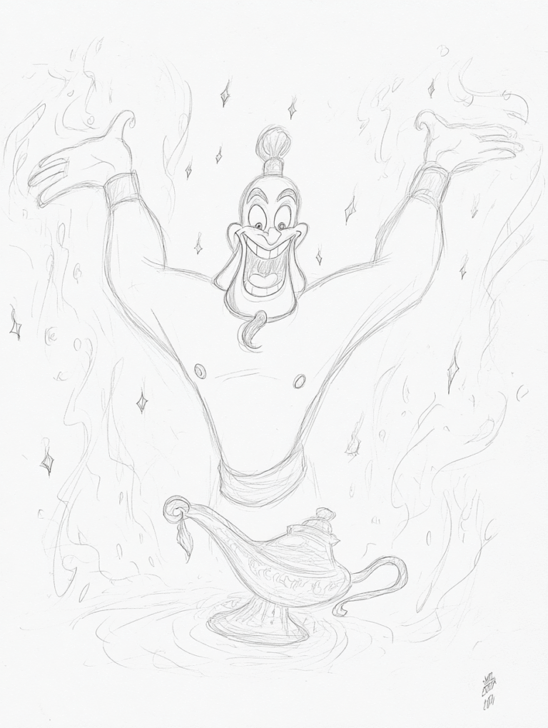 Genie Emerging From His Lamp