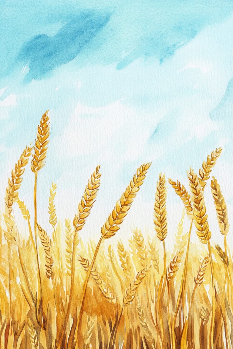 Golden Wheat Field Under Blue Skies