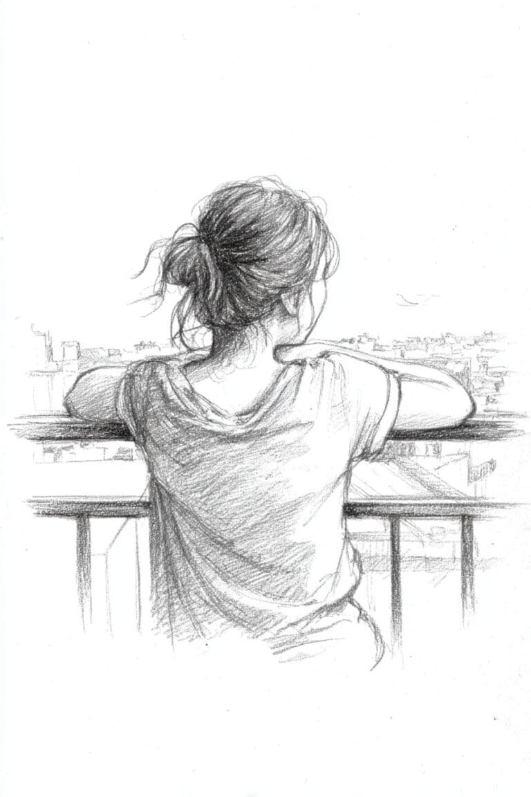 A person leaning on railings