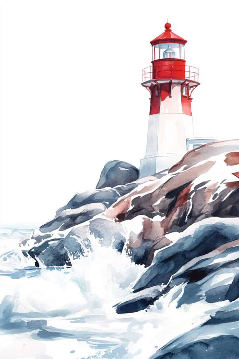 Lighthouse by a Rocky Coastline