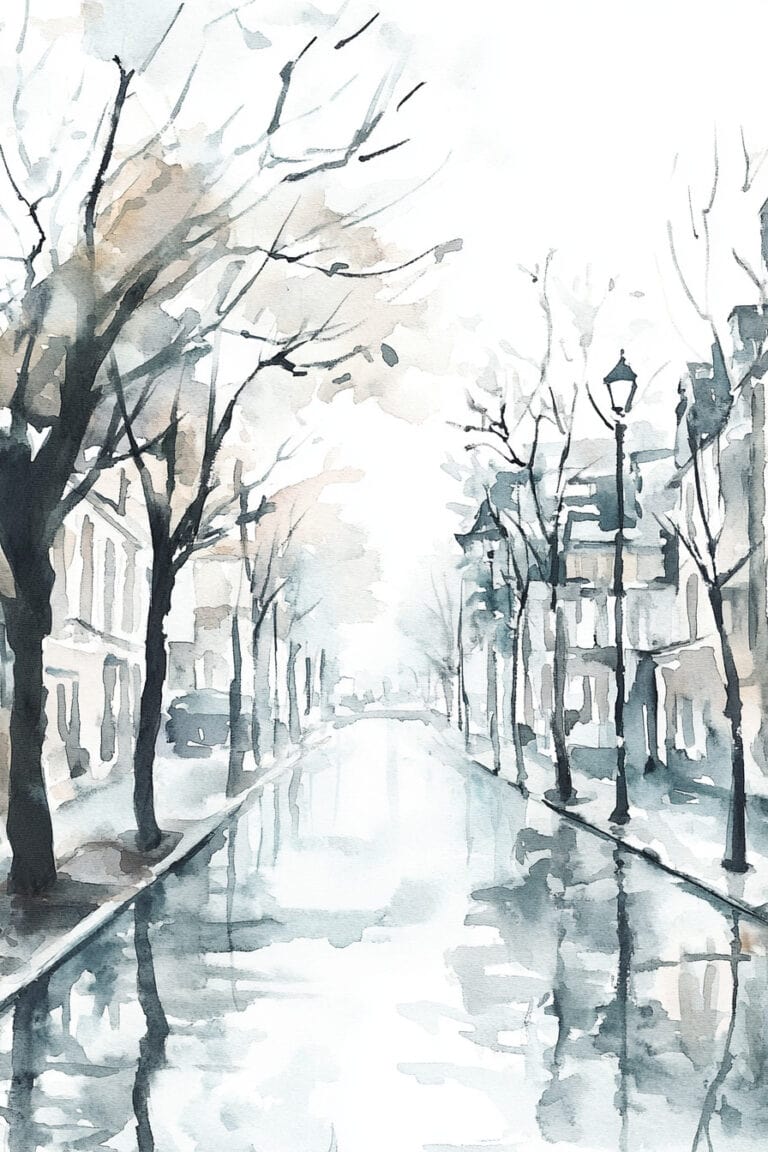 Rainy City Street from a Distance