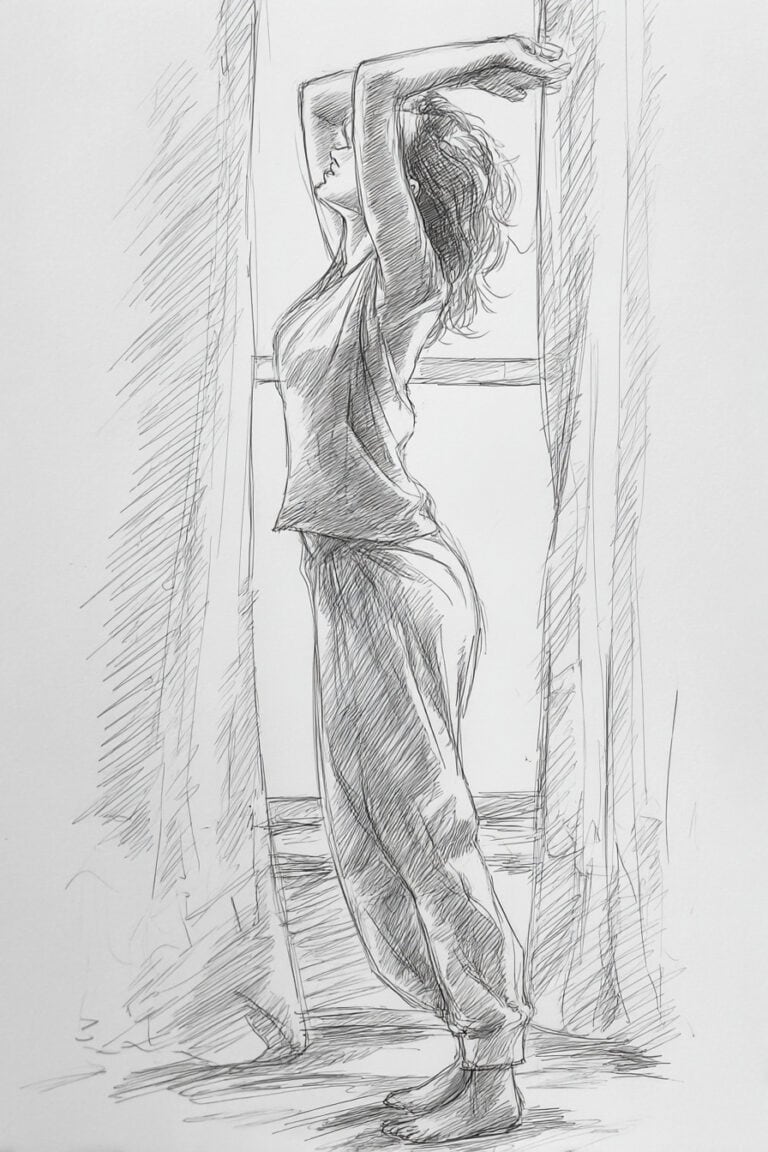 Someone stretching after waking up