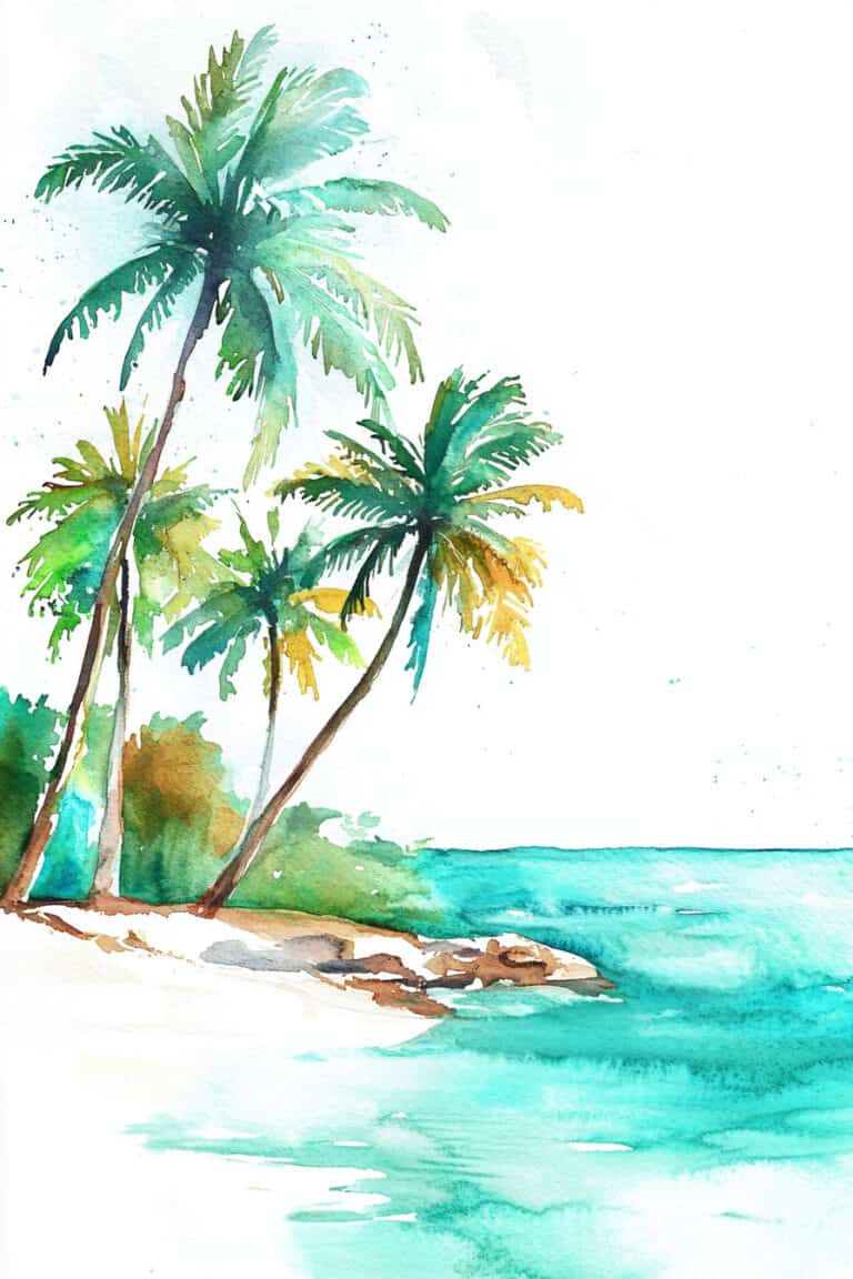 Tropical Island with Palm Trees
