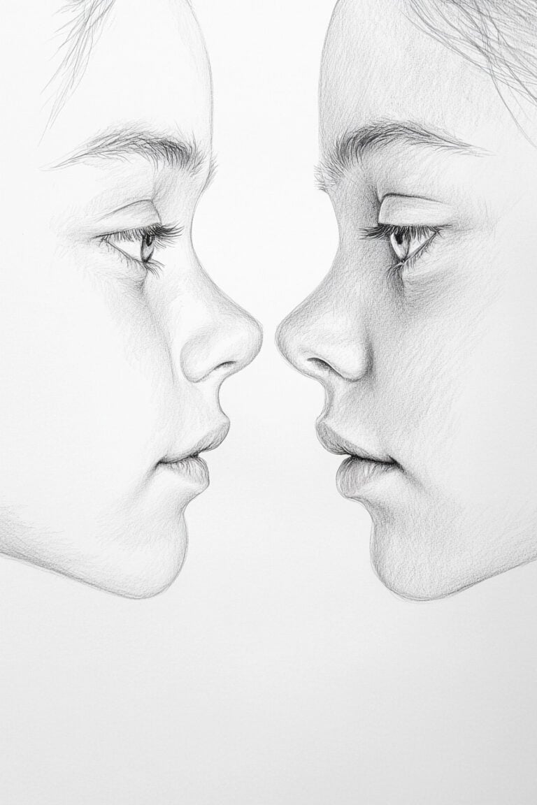 Twin sisters face to face