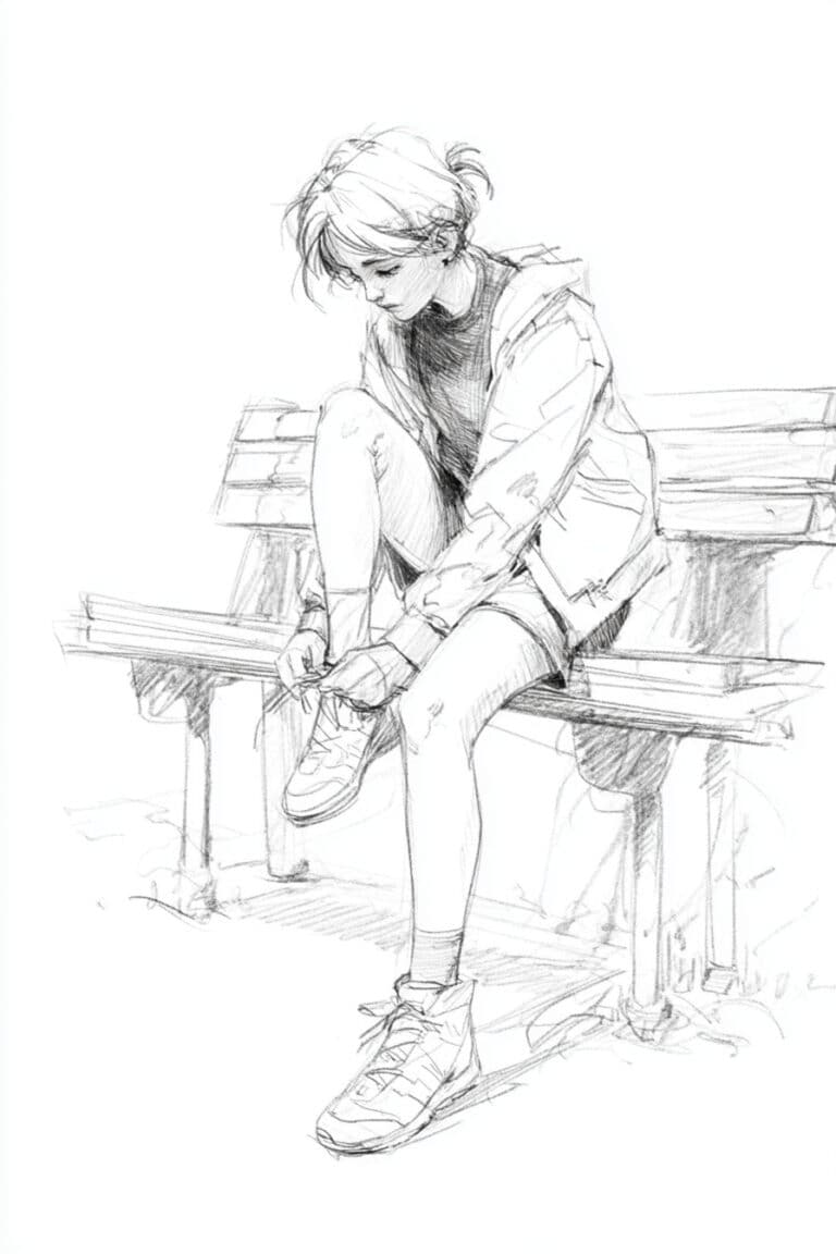 A person tying their shoelaces