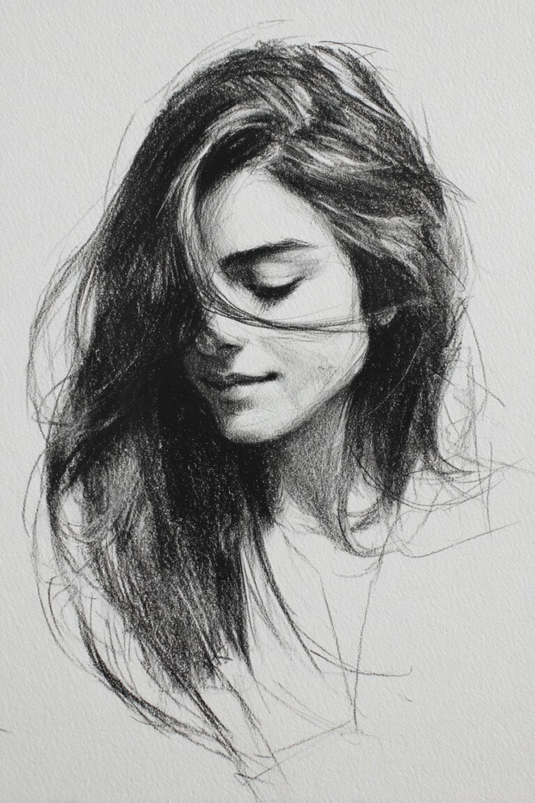 Windblown hair