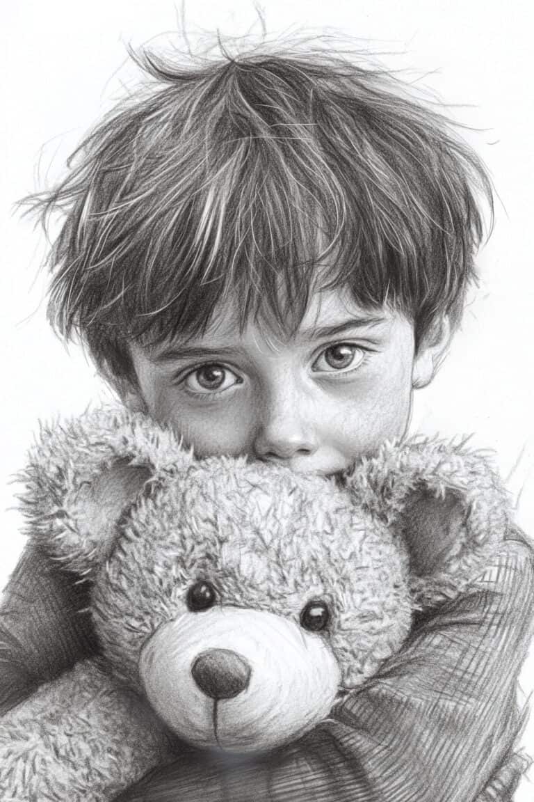 Child hugging a teddy bear