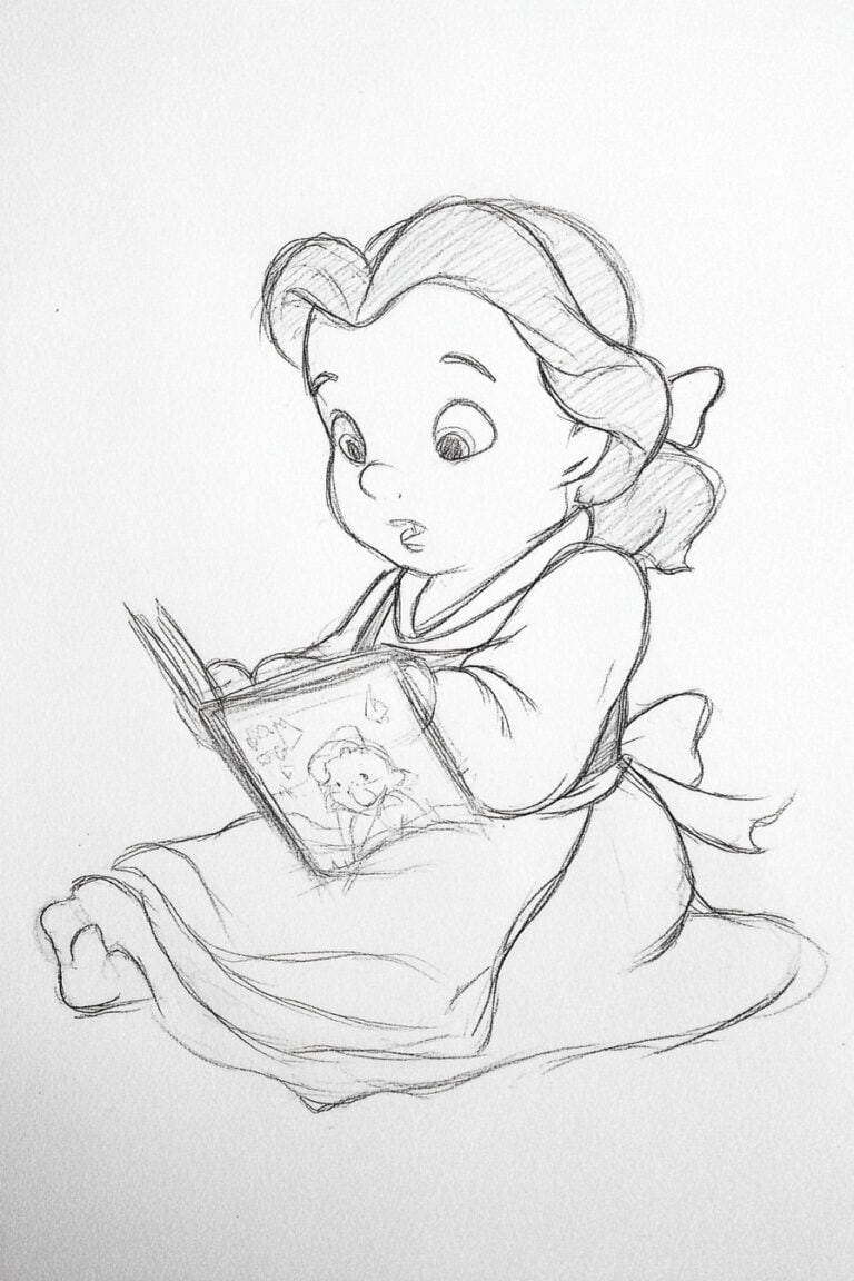 Belle Reading a Picture Book