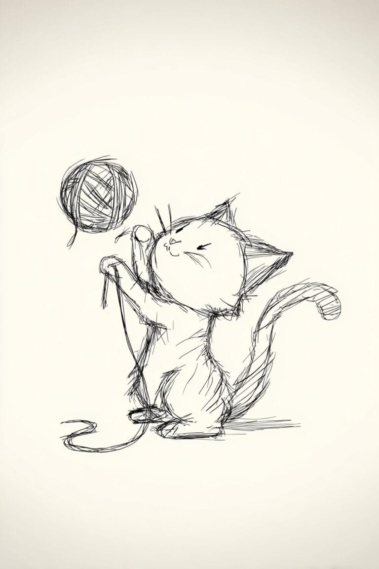 Cat Playing with Yarn