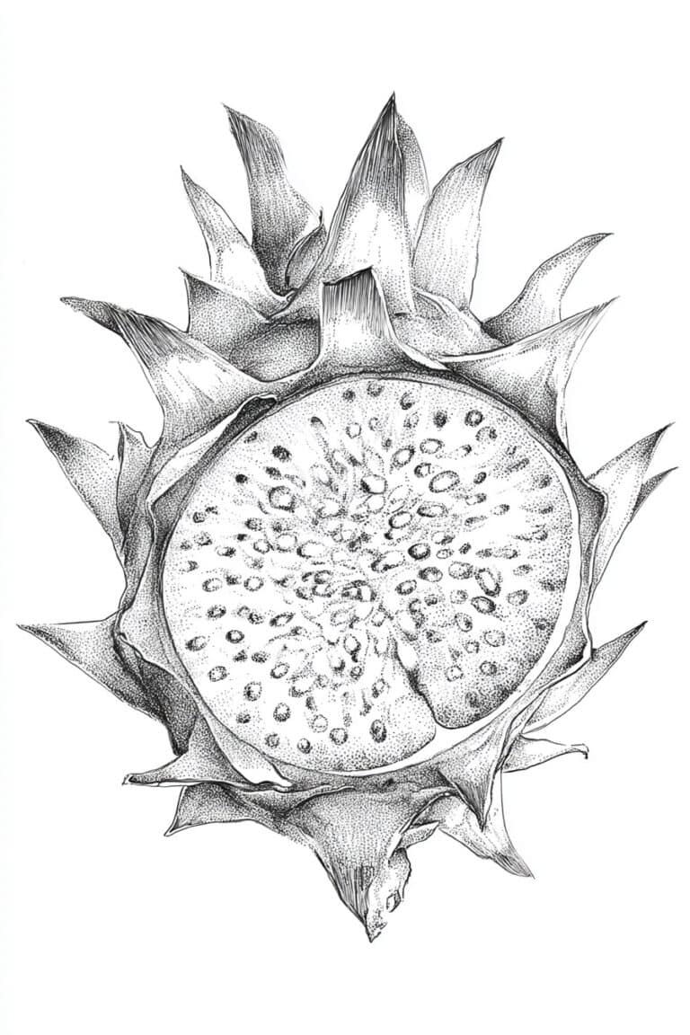 Dragon Fruit Sliced in Half