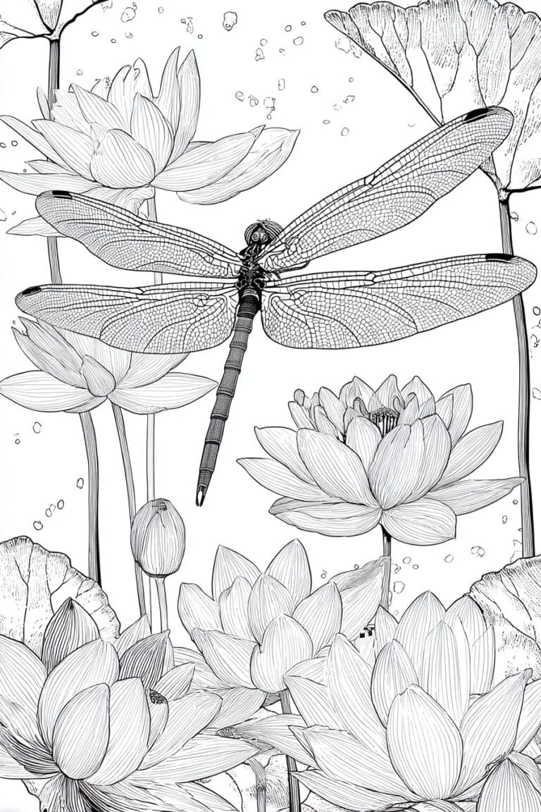 Dragonfly over Lily Pads
