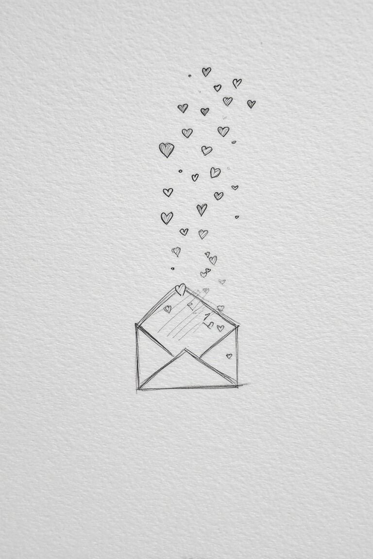 Envelope with Floating Hearts