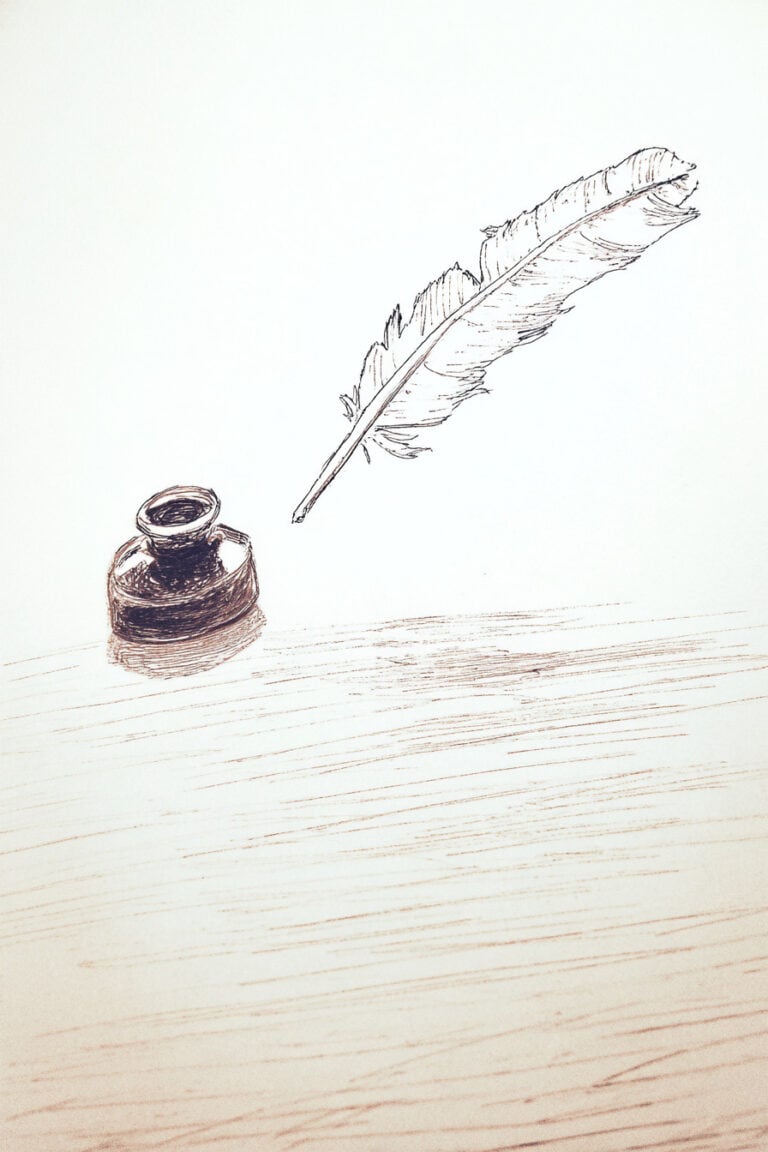 Feather Quill and Ink Bottle