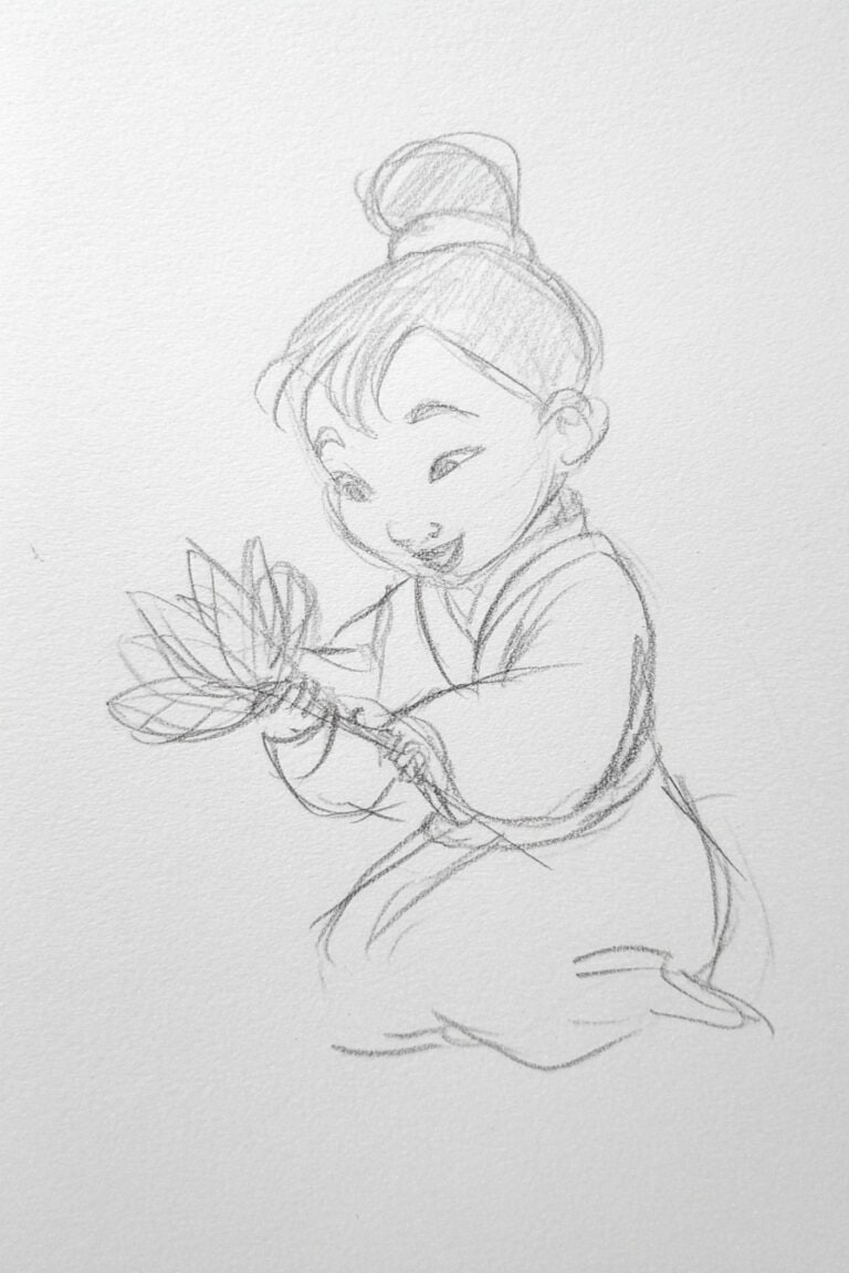 Mulan Playing with a Flower
