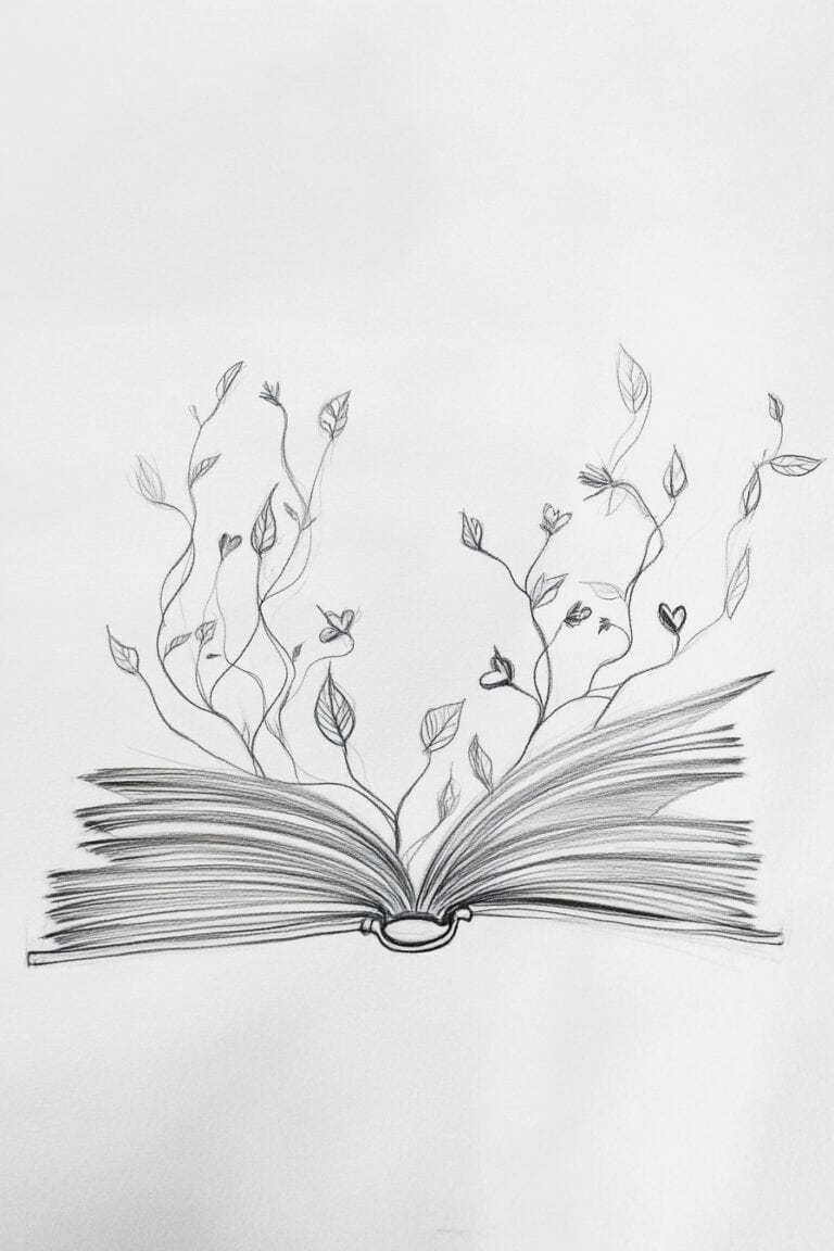 Open Book with Sprouting Plants