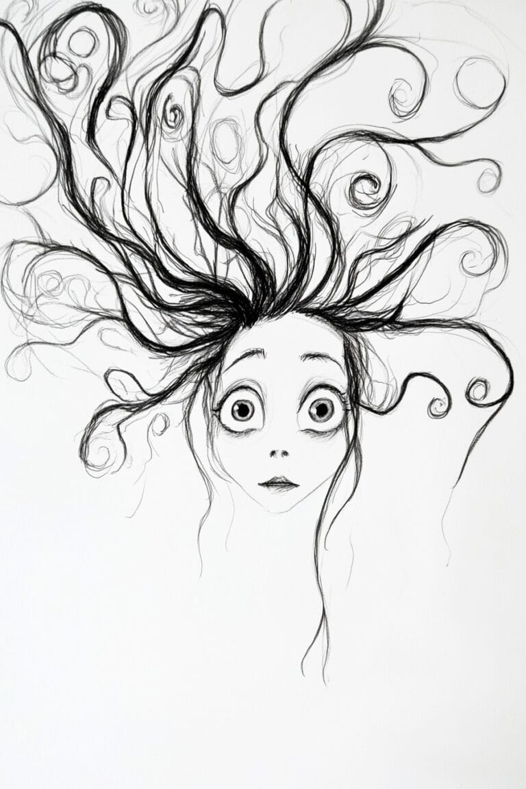 Portrait of a Girl with Wild Hair