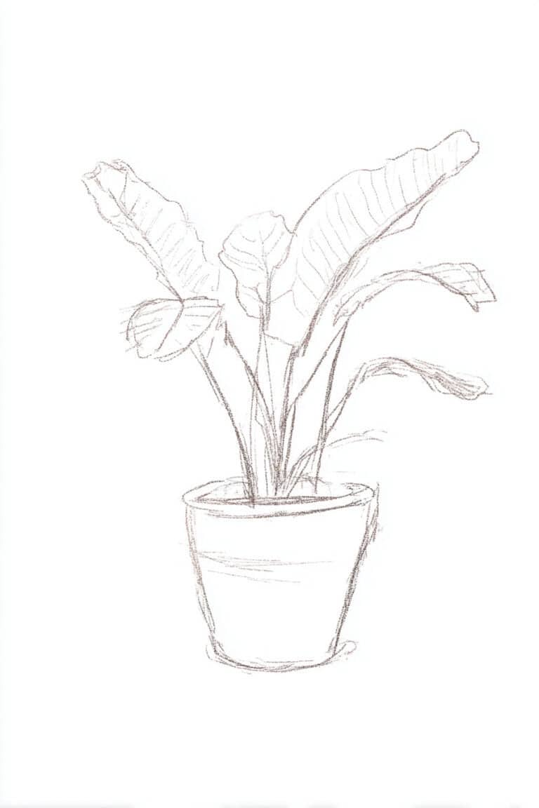 Potted Plant with Big Leaves