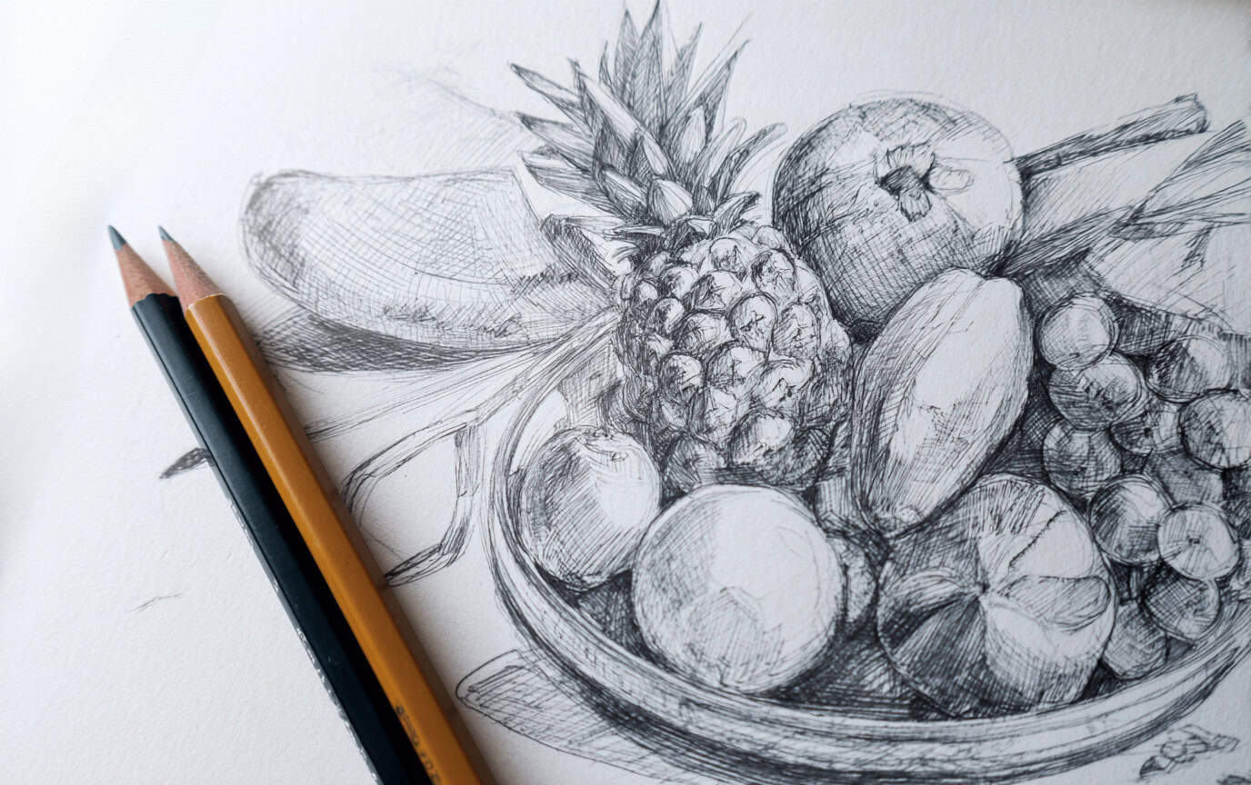 Fruit Pencil Drawing