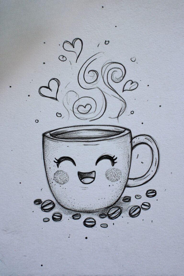 Coffee Cup with Heart Steam