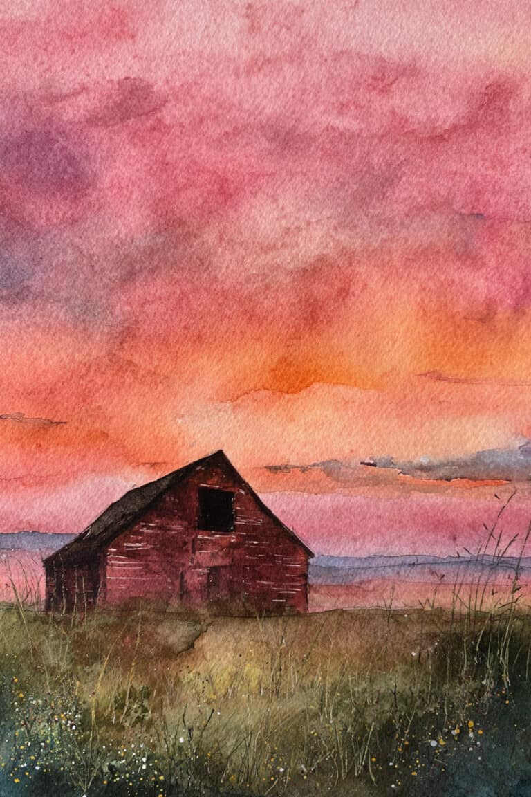 Rustic Barn at Sunset